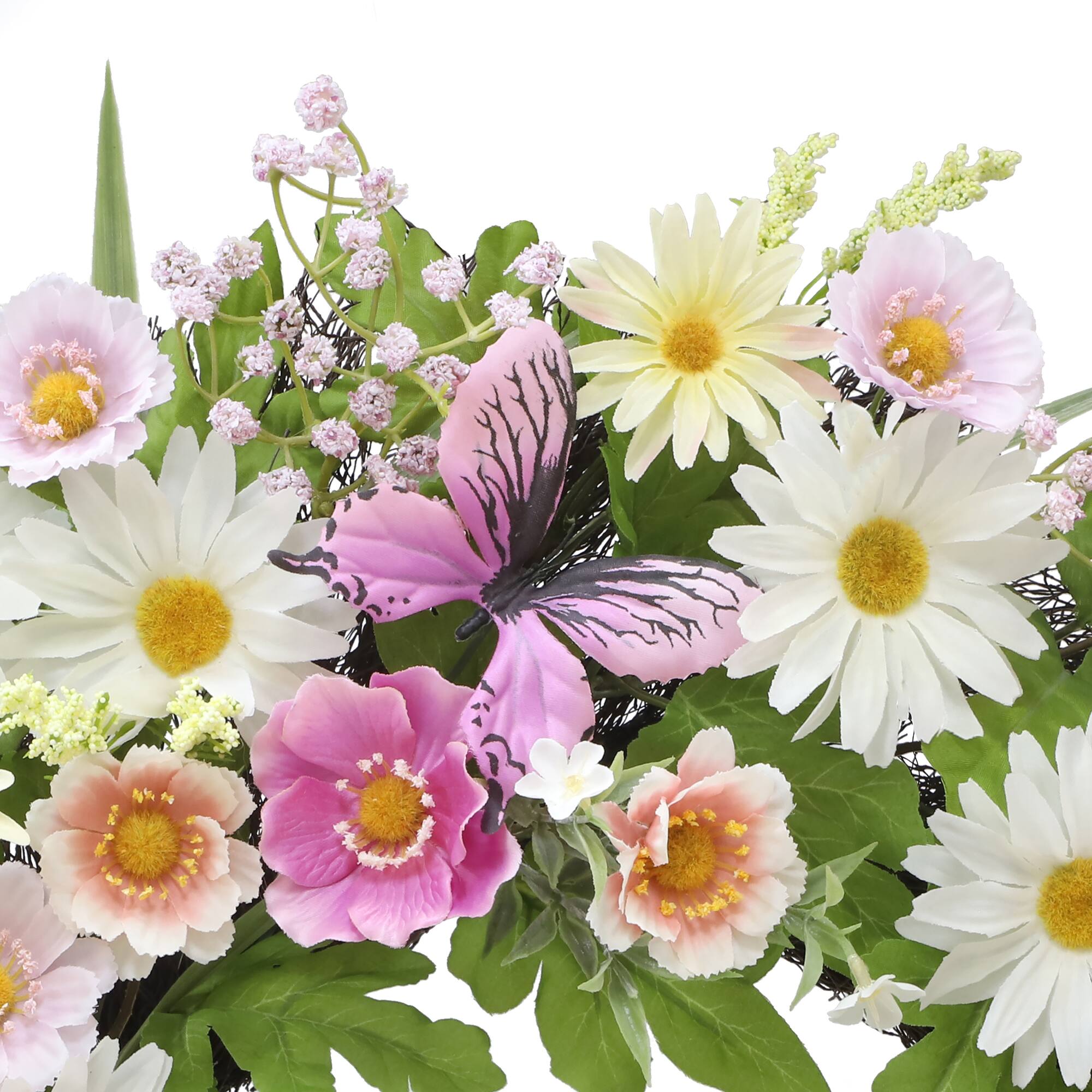 22" Pink, Cream & Yellow Daisy & Butterfly Mix Wreath by Ashland®